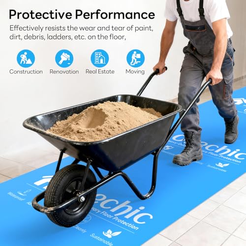 Protector Temporal para Pisos de Alta Resistencia 300 GSM, Protector Plástico para Pisos de Madera y Alfombrados Durante Renovaciones y Construcción, Tamaño 39" x 100' (Cubre 325 sqft) miniatura 7