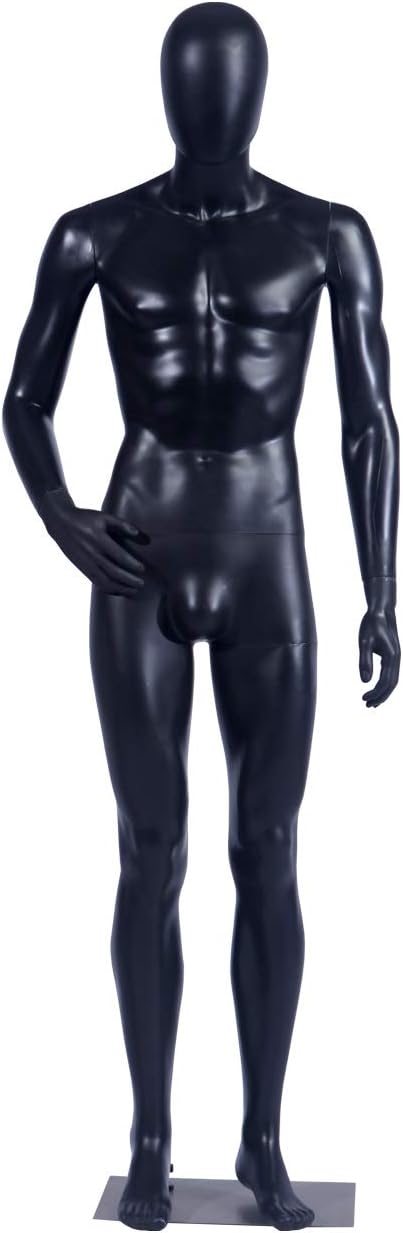 Eurohan Display Male Mannequin MC 1Black Matte Black Arms and Head Can Be Rotated 360 Degrees/Mannequin Male Mannequin