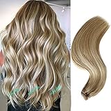 Ubetta Sew in Weft Human Hair Extensions Ash Blonde to Platinum Blonde Highlights Brazilian Hair...