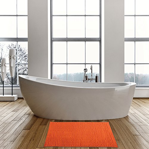 MSV Chenille Bath Mat, Orange, 40 x 60 cm