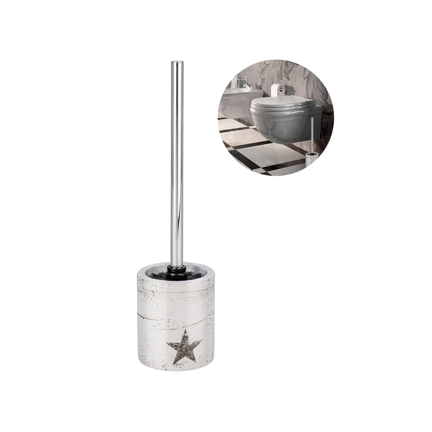 Avilia Toilet Brush and Holder for Bathroom Ceramic, Grey, nd