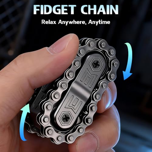 Image of 4 in 1 Metal Tank Fidget Slider Chain Spinner Hand Roller Finger Clicker Toy, Tactile Feedback Mechanical Clicking Sound Fidget Desk Toy, EDC Stress Relief Focus Gadget for Adults Kids, Black
