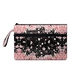 Psaytomey Women's Wristlet Handbags Cherry Blossom Travel Purse Pouch Accessories to Carry Passport Cash Coin Card Ladies Clutch Wallet, Pink