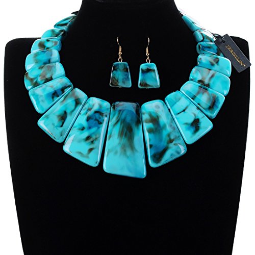 Vintage Chunky Statement Necklace Earrings Set Novelty Collar Choker Bib Pendant Necklace Earrings Jewelry Set For Women&Girls #TOP1