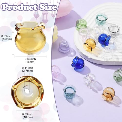 UR URLIFEHALL 18 Pcs 9 Colours Flower Glass Bead Cones Campanula Flower Bead End Caps for Jewellery Making DIY Crafts Earrings Phone Straps - Image 2