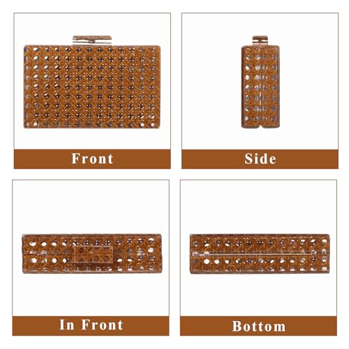 Image of GOKTOW Rattan Acrylic Bag Clutch Purse Evening Bag Woven Handbag Summer Beach Purse