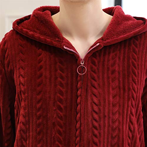BIFINI Men Adult Zip Up Fleece Robe Warm Nightgown Pajamas with Hood4