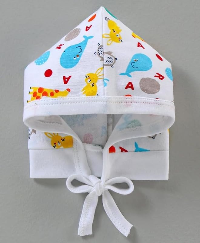 Image of Printed Soft Cotton Cap for New Born Baby Boys & Girls Tie Knot Caps for Infants Topi | Pack of 3