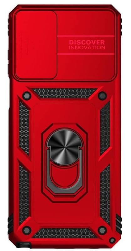 FirstChoice Robot Shutter Case Hard Ring Case, Silicone TPU Shockproof Tough Armour Hard Phone Cover for Mi 11X 5G / Mi 11X Pro – Red