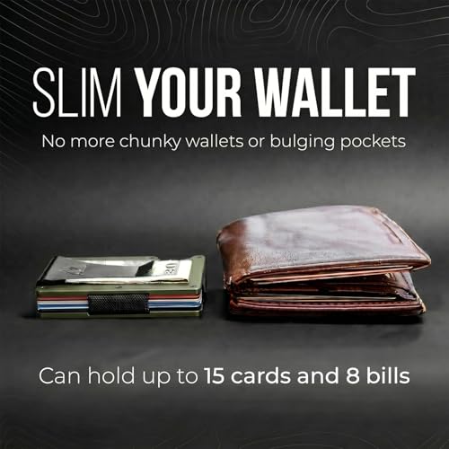 Image of Mountain Voyage Co Minimalist Wallet for Men & Women - Slim RFID Wallet, Scratch Resistant, Credit Card Holder & Money Clip, Easily Removable Money & Cards, (Army Green)
