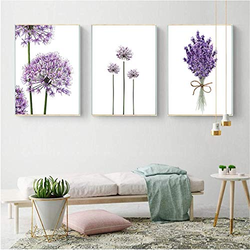 Peinture sur toile fleurs de lavande poster mural vert 50x70cm pour illuminer une chambre sombre