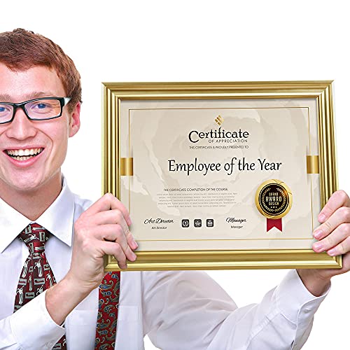 Memory Island 8.5X11 Diploma Document Frames,Real Glass Fronts, 4 Pack Gold Certificate Frames For Wall Or Tabletop Display,Diploma Frames For Degree Award #TOP1