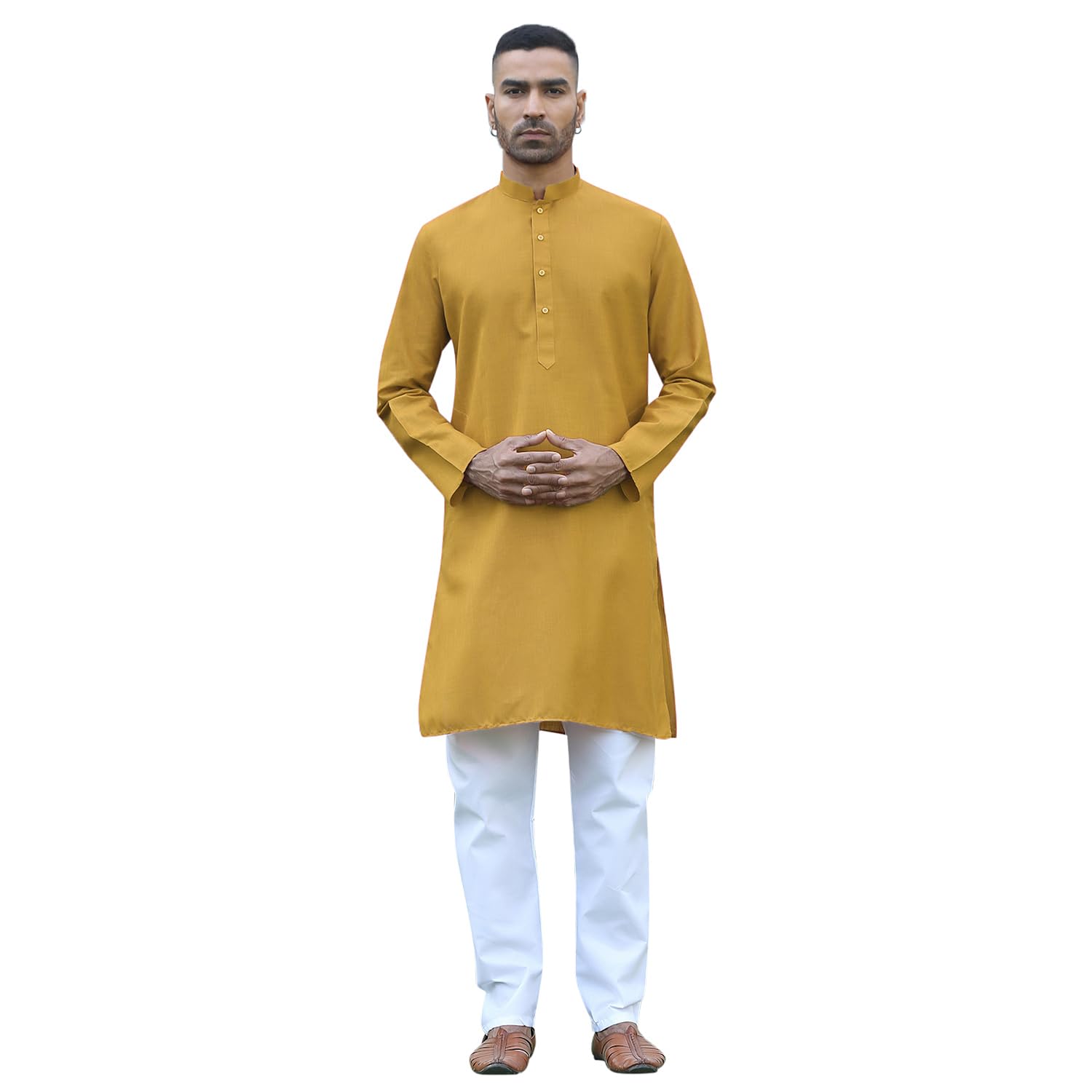 kraft india Men's Cotton Solid Kurta With Drawstring Pyjama Set-picture-18