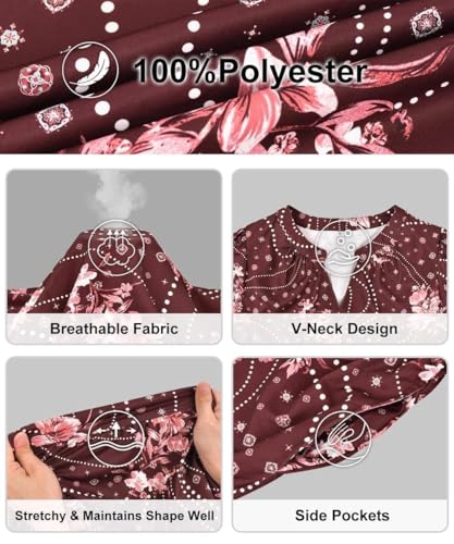 Image of TIYOMI Womens Plus Size Dresses Fall Long Sleeve Maxi Dresses V Neck Floral Spring Party Dress with Pockets XL-5XL (14W-28W)