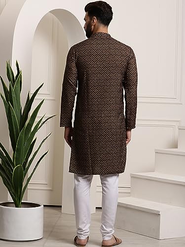Image of SOJANYA (Since 1958 Men's Cotton Print Kurta & Churidar Pyjama Set