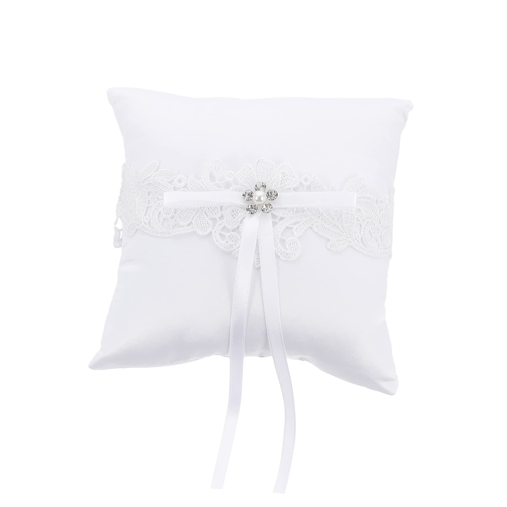 HOLIDYOYO Bridal Ring Pillow Holder Lace Ring Setting Bows Wedding Bearer Pillow