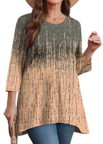 Image of OFEEFAN Tunic Tops for Women Loose Fit Dressy 3 /4 Length Sleeve Womens Tops with Asymmetrical Hem S-4XL