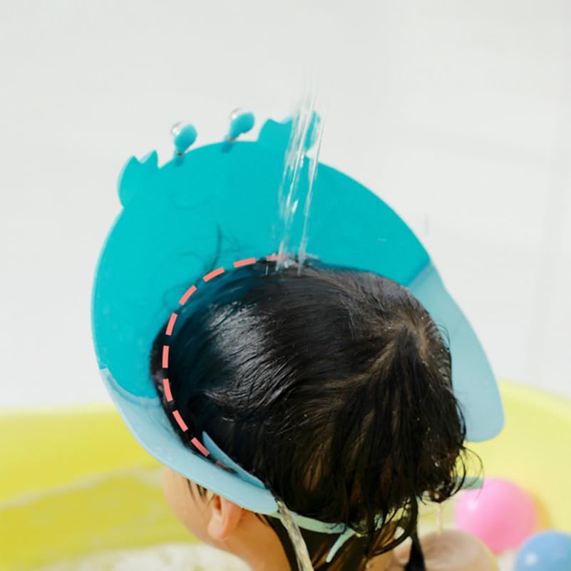 Image of ibasenice Baby Shower Caps Adjustable Crab Design Waterproof Hair Washing Hat for Kids Toddler Eye and Ear Protection Bath Visor