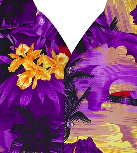 Men's Surfing-Shirt Short-Sleeve Casual-Button-Down Hawaii-Vacation Palms Sunset3