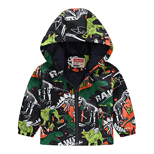 Toddler Boys Girls Jackets Windbreaker Kids Graphic Print Zip Up Hooded Jacket Baby Long Sleeve Outerwear Windproof Coat