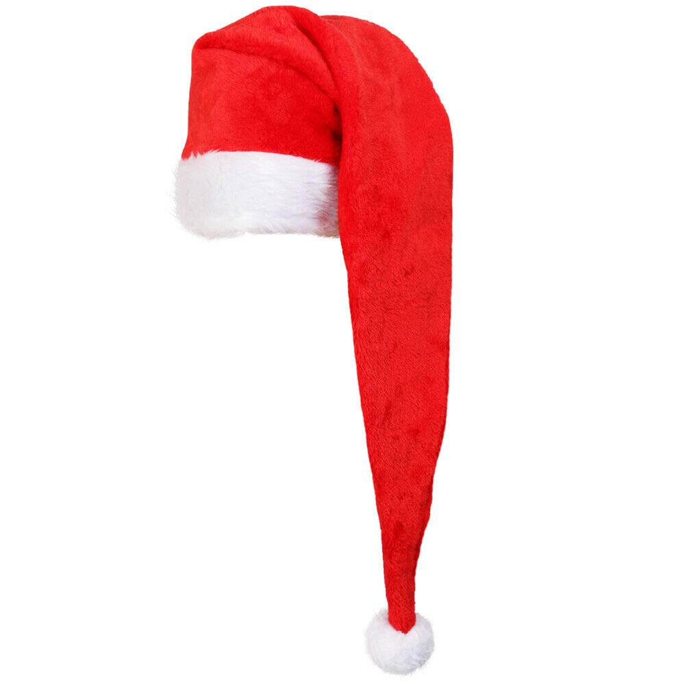 Cappello di Babbo Natale, cappello di Babbo Natale, cappello di Babbo Natale, cappello di Babbo Natale da donna, rosso con bordo bianco e palla bianca (confezione da 12)