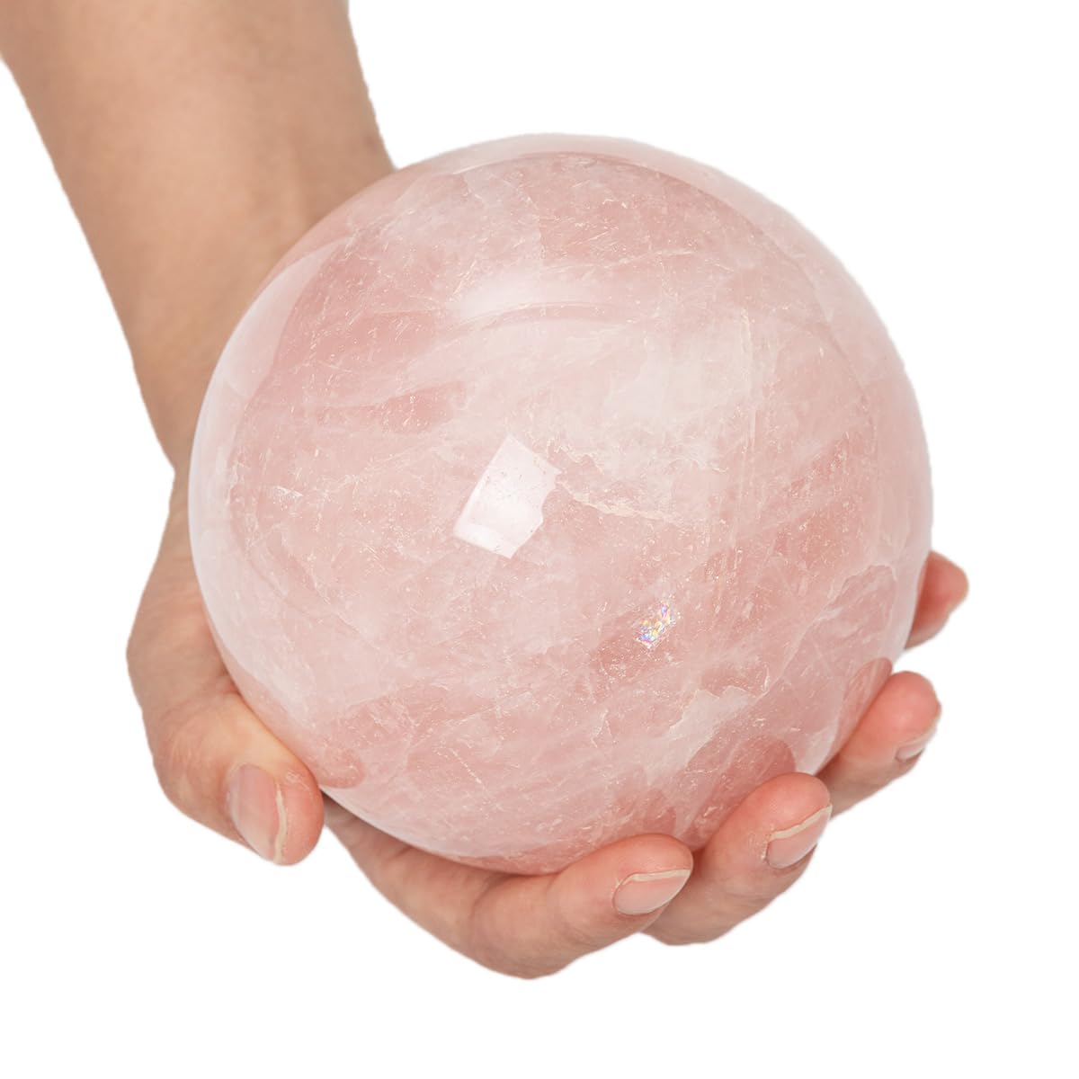 MOGEMT Large Rose Quartz Crystal Sphere Natural Pink Healing Crystal Ball with Stand Meditation Decorative Balls Home Decor 110-120mm/4.3-4.7"