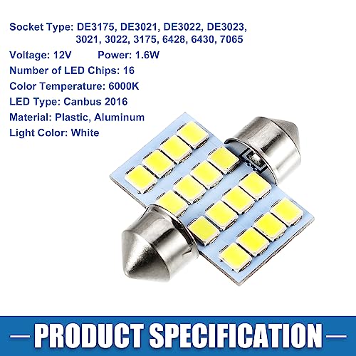 Bombillas LED para interior de coche DE3175 31mm 6000K set 4 miniatura 6