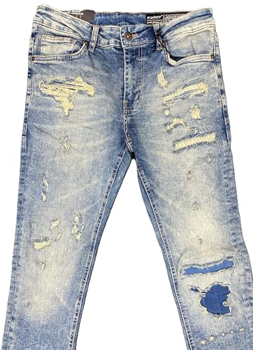 M.Society - Mens Skinny Fit Tinted Blue Jeans (MS-80346)2