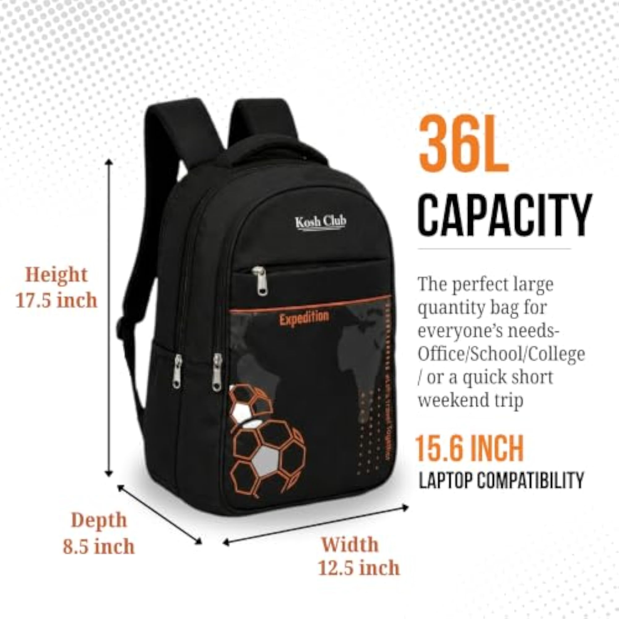 Explorer Medium Unisex Water-Resistant Backpack with Laptop Sleeve