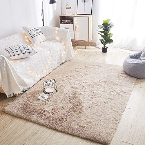 Fancytan Modern Shaggy Rugs Fluffy Soft Touch Dazzle Sparkle Area Rug Carpet Large for Living Room Bedroom Floor Mat (Light Camel,140 x 200cm)