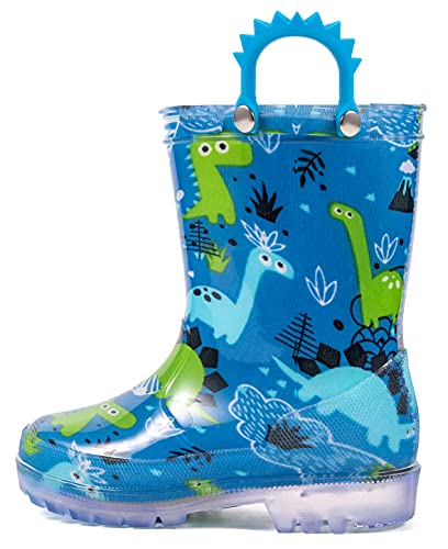 HugRain Toddler Kids Lightweight Adorable Rain Boots, Blue, 12 Little Kid