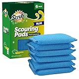 SCRUBIT Multi-Purpose Scouring Pad - Non-Scratch Cleaning Sponges for Pots, Pans, Dishes, Utensils & Non-Stick Cookware - Scrubbing Pads Use for Kitchen, Bathroom - 6 Pack Dish Sponge - (Blue)
