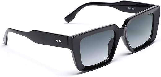 Carlton London Unisex Black Toned Grey UV Protected Lens Square Sunglasses