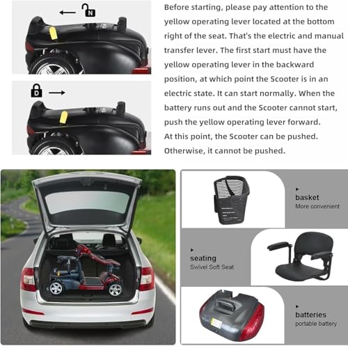 Image of Electric Mobility Scooter for Adults Wheelchair Device for Travel, Elderly, 32 Miles per Charge.300 lbs Max Weight, 4-Wheel Powered Mobility Scooters for Seniors with Basket (M1-Blue 3)