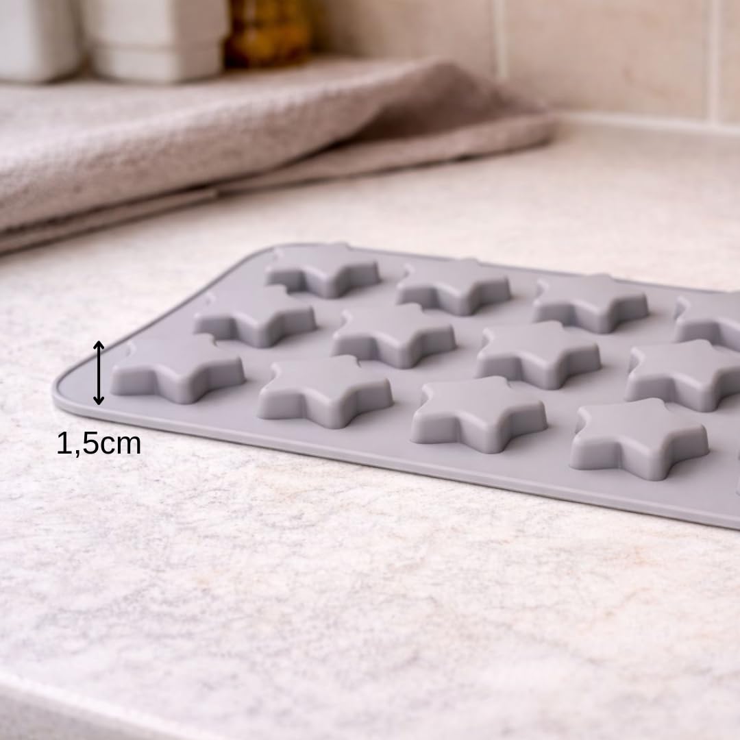 Stampo in Silicone per Cioccolatini a Stella 3D - Stampo da Forno e Frigo - Versatile per Dolci, Ghiaccio, Candele, Caramelle, Gelatina - Formine Antiaderenti (STELLA) - 5