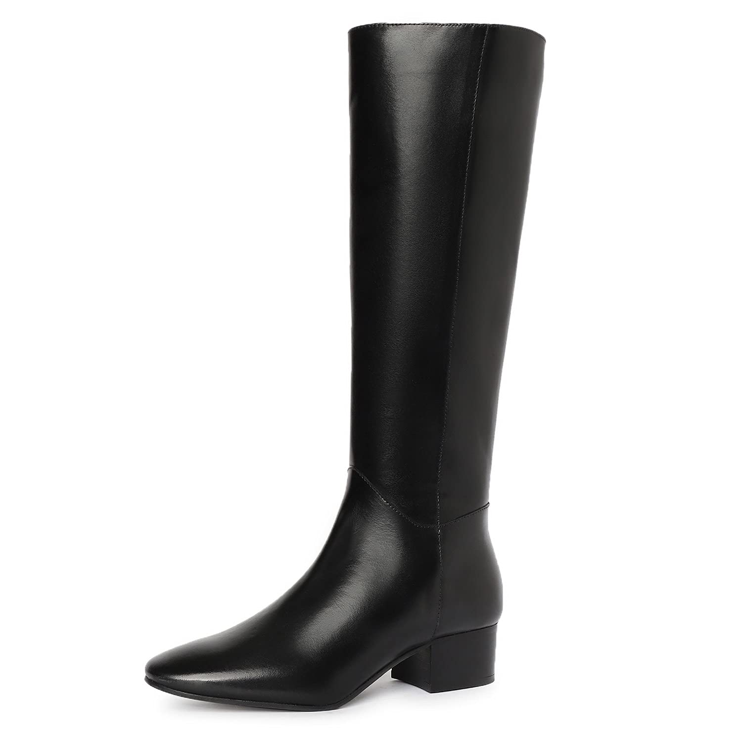 SaintGWomen Leather Handcrafted Knee High Long Boots UK SG/F/1019/BLK
