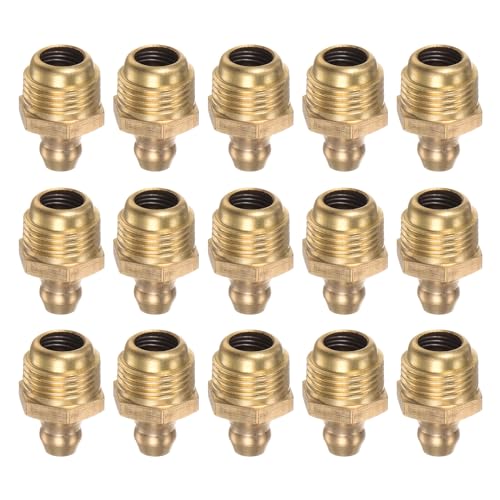 Image of HARFINGTON 15pcs Brass Straight Grease Fitting M12x1mm Metric Thread Hydraulic Grease Nipple Accessories for Car