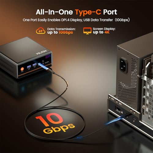 Image of PELADN Ryzen Mini PC 5600H (Beats 5700U /7430U), 8GB Dual Channel RAM, 256GB M.2 SSD, 2.5 inch SATA HDD, Mini Desktop Computer with Dual NIC LAN 2.5Gbe, WiFi6, BT5.2, Type-C