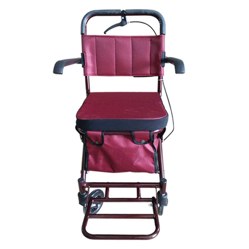 RIMOAL Elderly Shopping Trolley Walk &Rest Folding Luggage Cart Safety Seat Folding Big Wheeled Portable, The Elderly Shopping Cart With Shopping Basket
