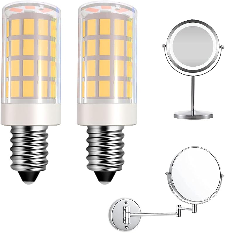 Lâmpada LED VOKWAK B10 E26 para espelho de maquiagem, luz branca quente 3000 K, 4 W, pacote com 2