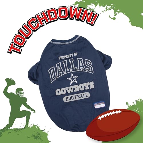 Image of NFL Dallas Cowboys Dog T-Shirt for Pets, Size X-Small. Officially Licensed Pet Shirt with Team Logo, Soft Stretchable Comfort Fit Apparel for Dogs & Cats
