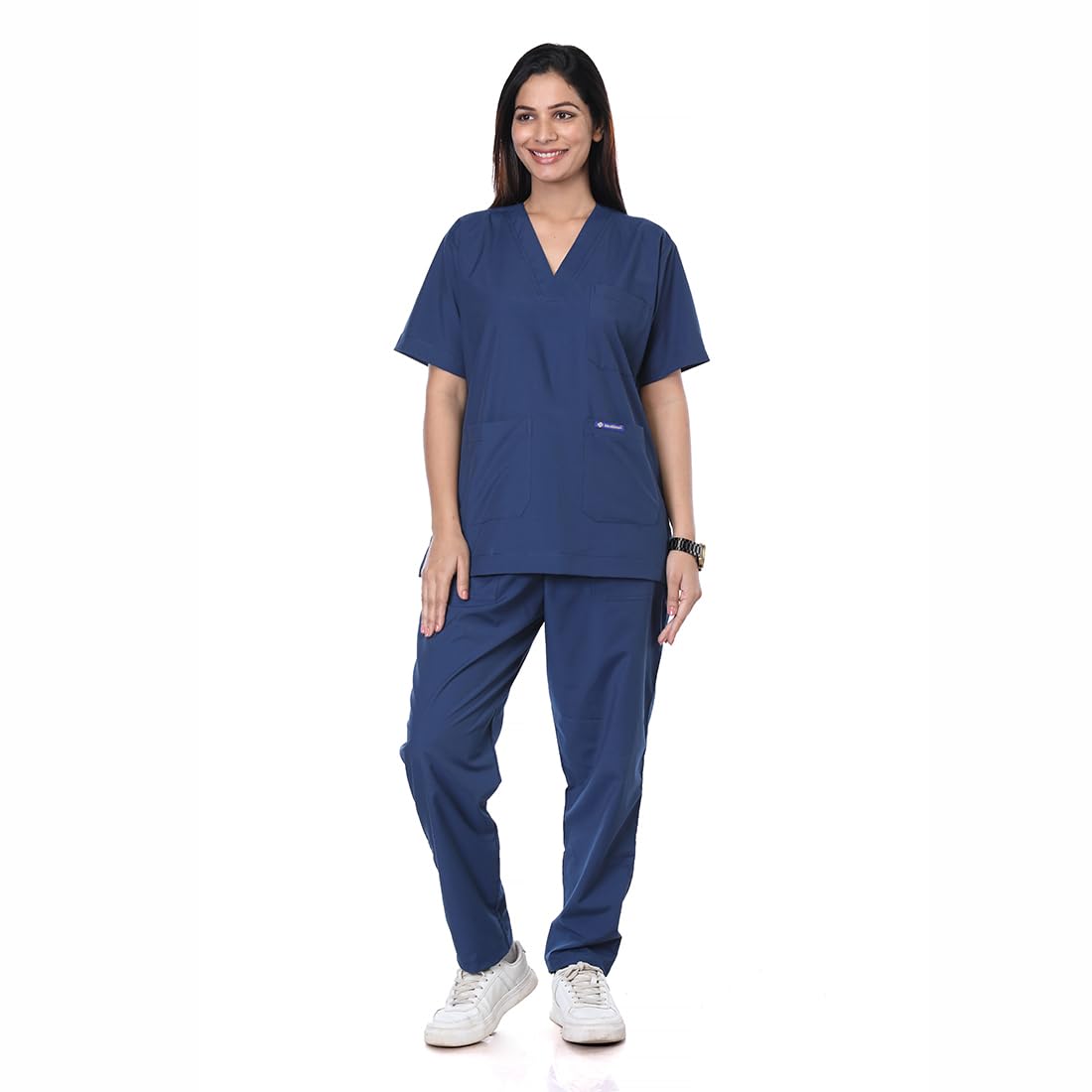 Women's 5-Pocket Scrub Suit | Set of Top & Bottom Pant | Half Sleeves | V-Neck | Breathable Polyciscose Fabric | Comfortable | Durable | Uniform for Doctors, Nurses and Dentists, DB_5XL-image-30