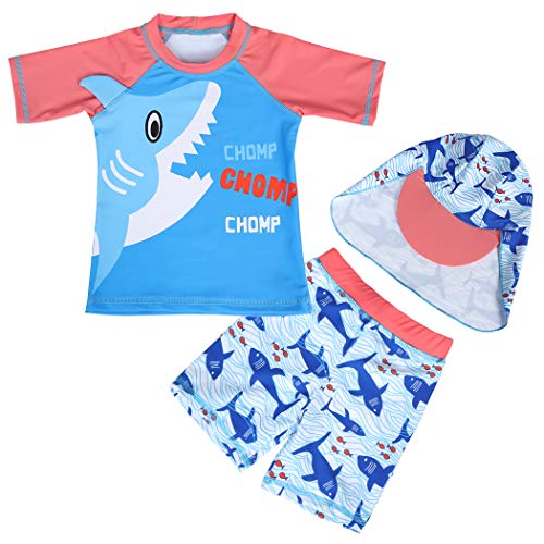 Cotrio Maiô de duas peças crianças meninos sharks rashguard camisas de natação roupa de banho com Sh
