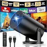 [App intégrée] Vidéoprojecteur Portable, Yoton Projecteur Equipé Wi-FI 6 et Bluetooth 5.4, Supporte 1080P, Auto Keystone, Partage D'écran Mobile sans Fil, Compatibile avec HDMI/TV Stick/Clé USB, Noir