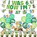 6 7 Meme Birthday Decorations, Six Seven Dinosaur Theme Party Supplies, I Was 6 Now I’m 7 Banner, 6 7 Cake Topper, 12 Cupcake Toppers and 16 Balloons for Birthday Party