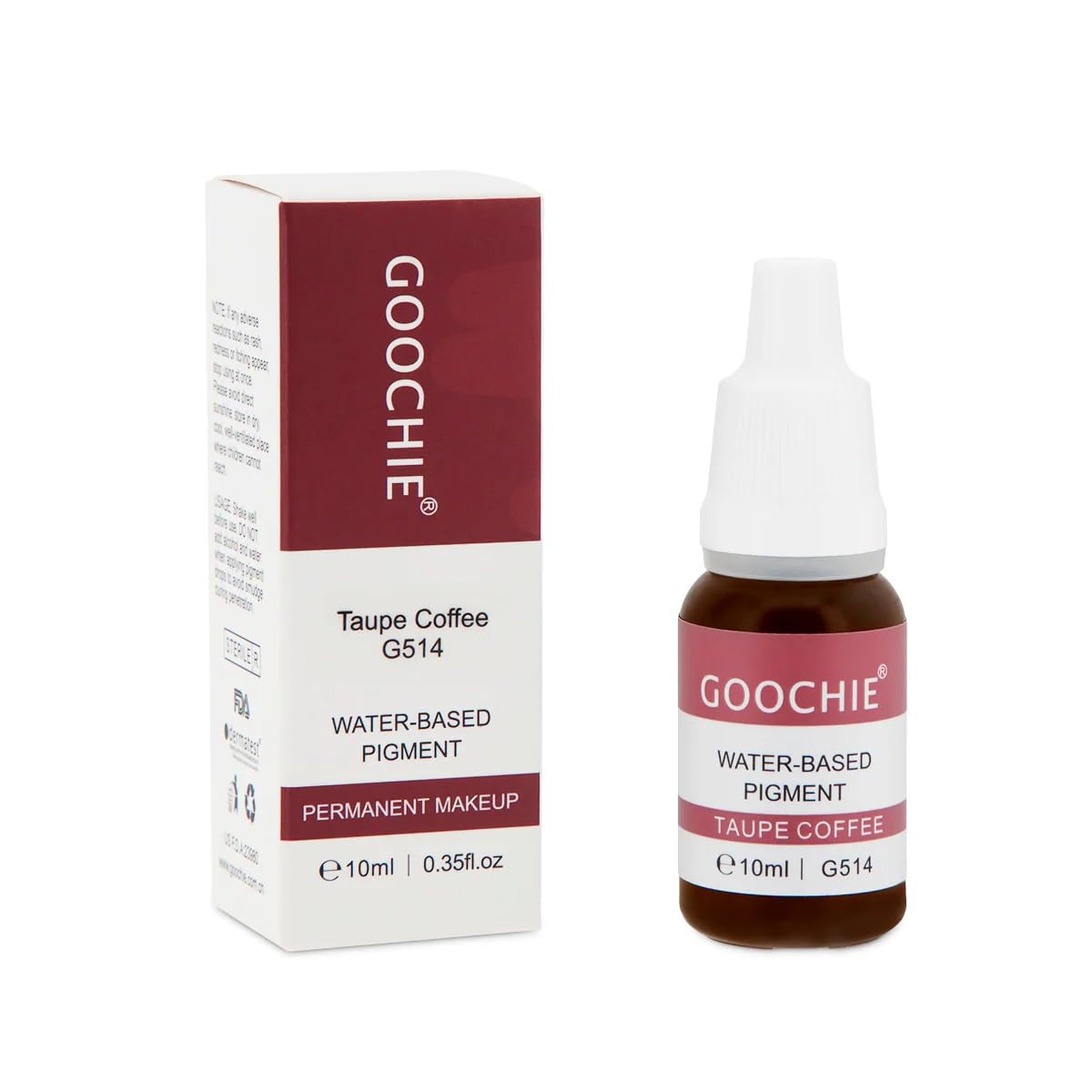 Goochie Superior Semi Organic Liquid Water Based Micro Pigment EU Standard Machine Permanent Makeup Pigment 10ml Eyebrow Pigment Taupe Coffee - G514