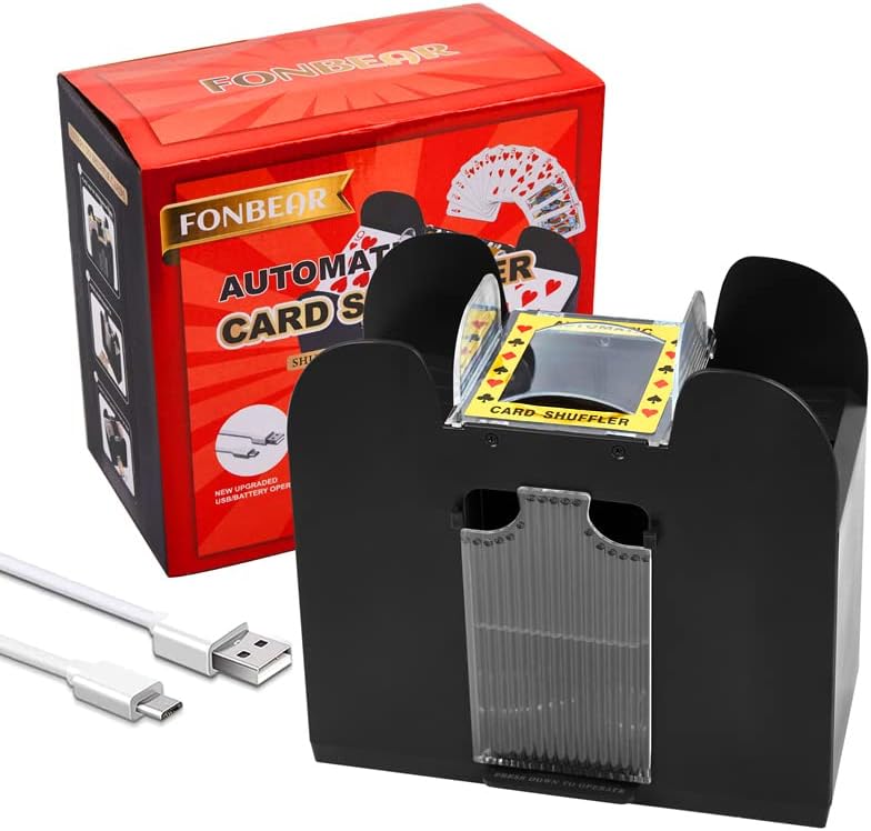 Barajador automático de cartas de 6 barajas, barajador eléctrico con USBbatería - Accesorios de mesa de juego de cartas de casino para viajes, ONU,