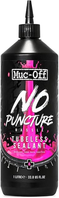 Muc-Off 822 No Puncture Hassle Tubeless Sealant, 1 Litre - Advanced Bicycle Tyre Sealant With UV Tracer Dye That Seals Tears And Holes Up To 6mm