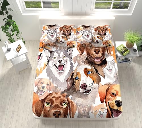 Drap-Housse 180x200 Chien Grand Bonnet 30 cm Housse Matelas