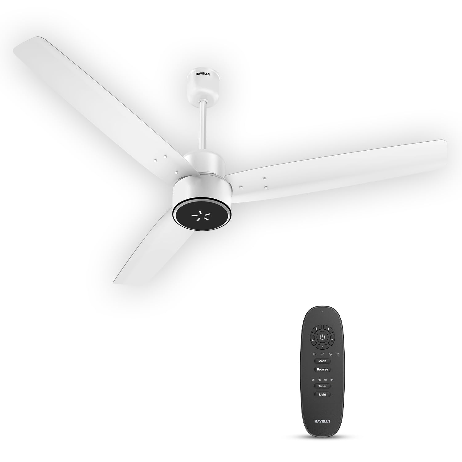 Havells FAB BLDC LED Ceiling Fan 1200 mm, 5 star, LED Speed Indicator, 380 RPM, Up to 65% Savings, Reverse Rotation,4 Speed Modes, Low Wattage 30 W, Low Noise, Air Flow:235 CMM, 3 Year Warranty, White